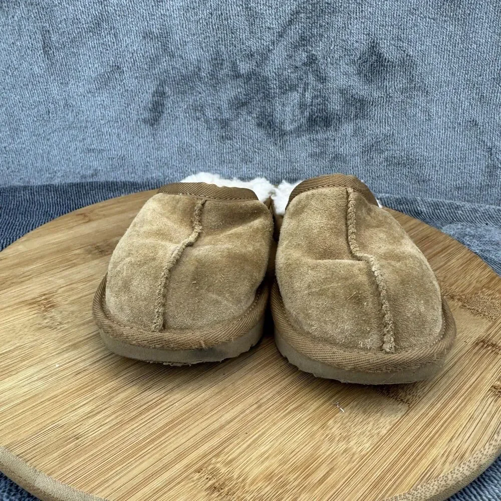 UGG Slippers Shoes Kids Size 13 Chestnut Suede Shearling Lined Slip-On Mule